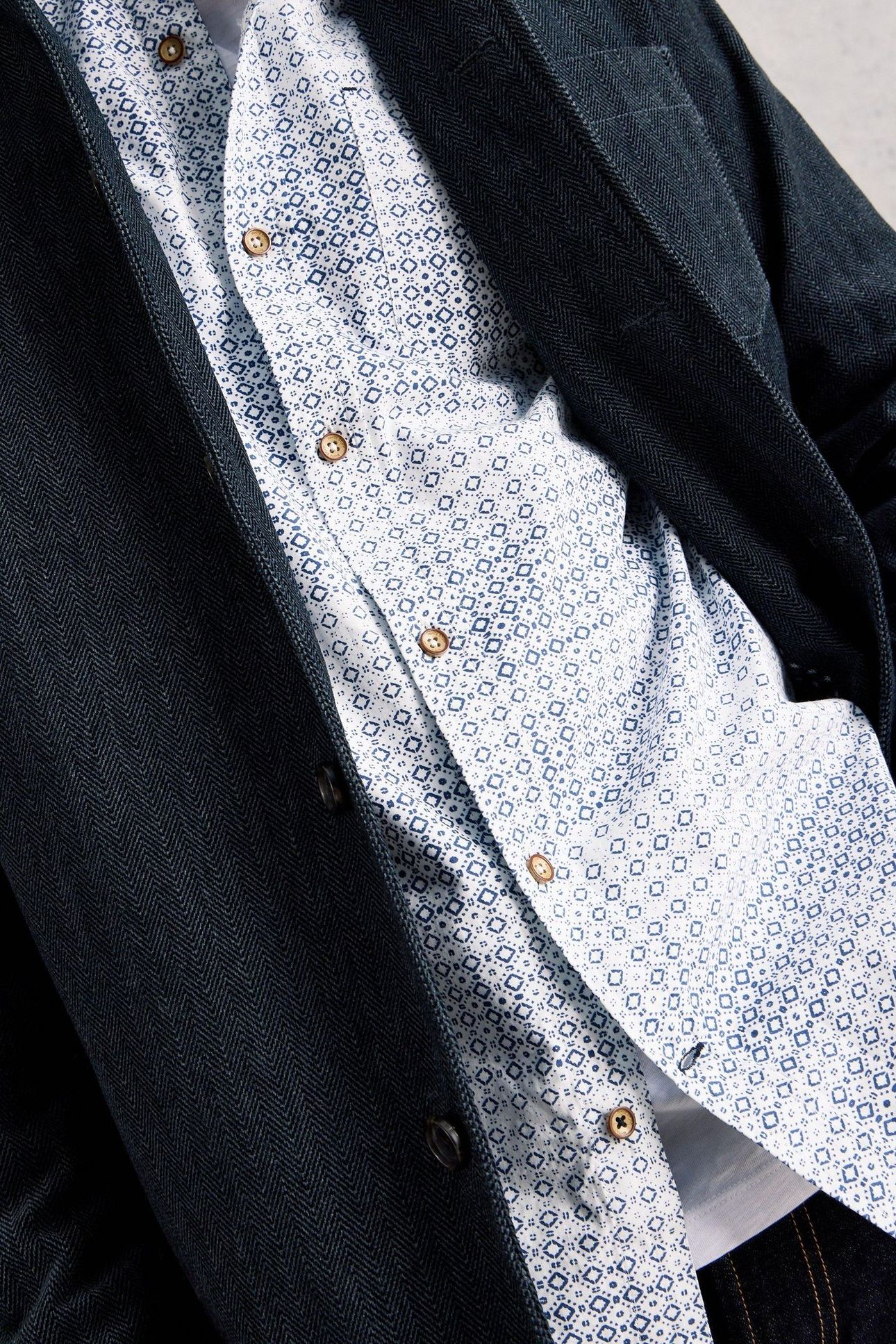 FINSBURY GEO PRINT SHIRT BLUE PRINT 6