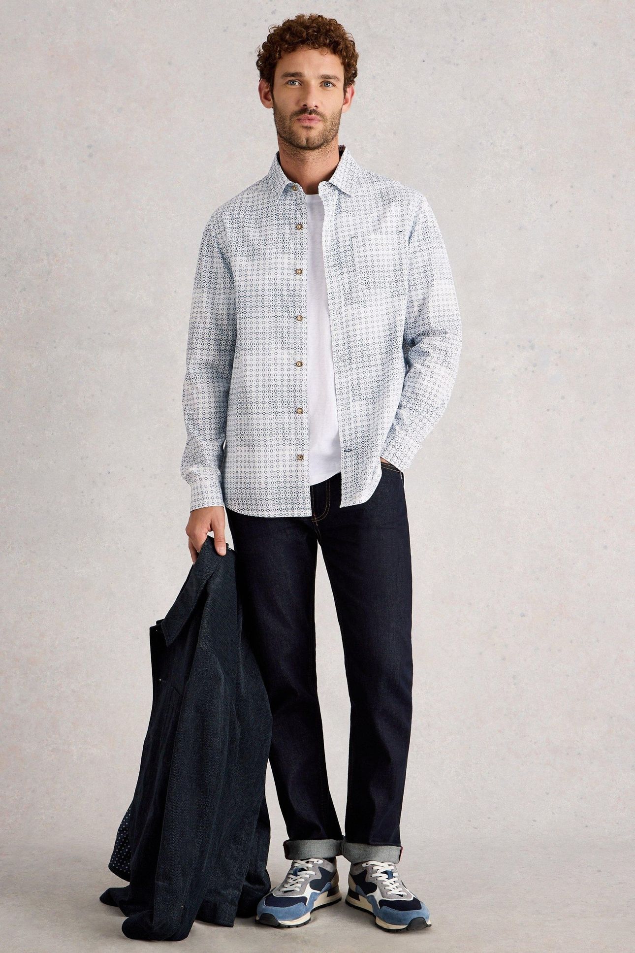 FINSBURY GEO PRINT SHIRT BLUE PRINT 1