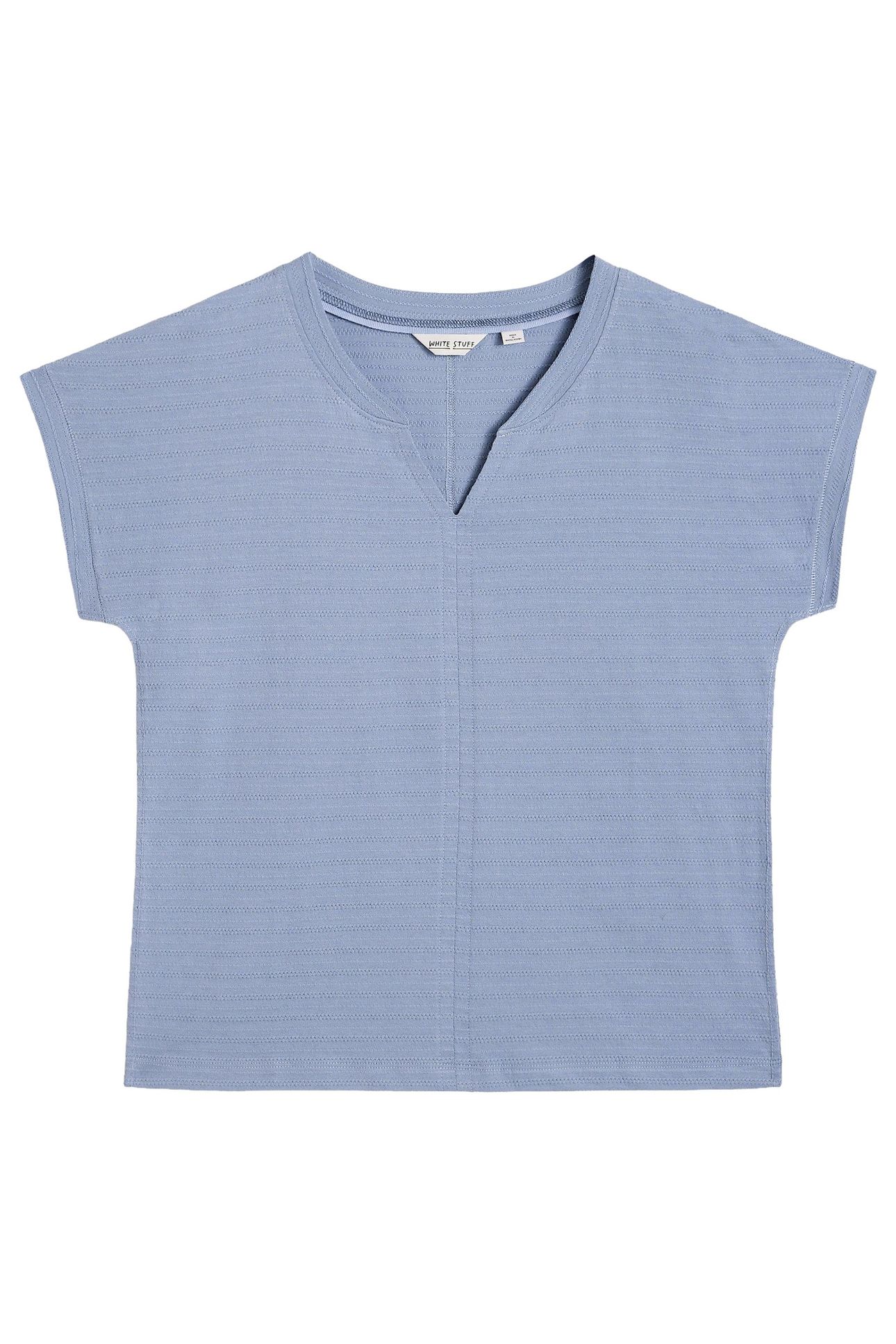 NELLY NOTCH TEXTURE TEE MID BLUE 4