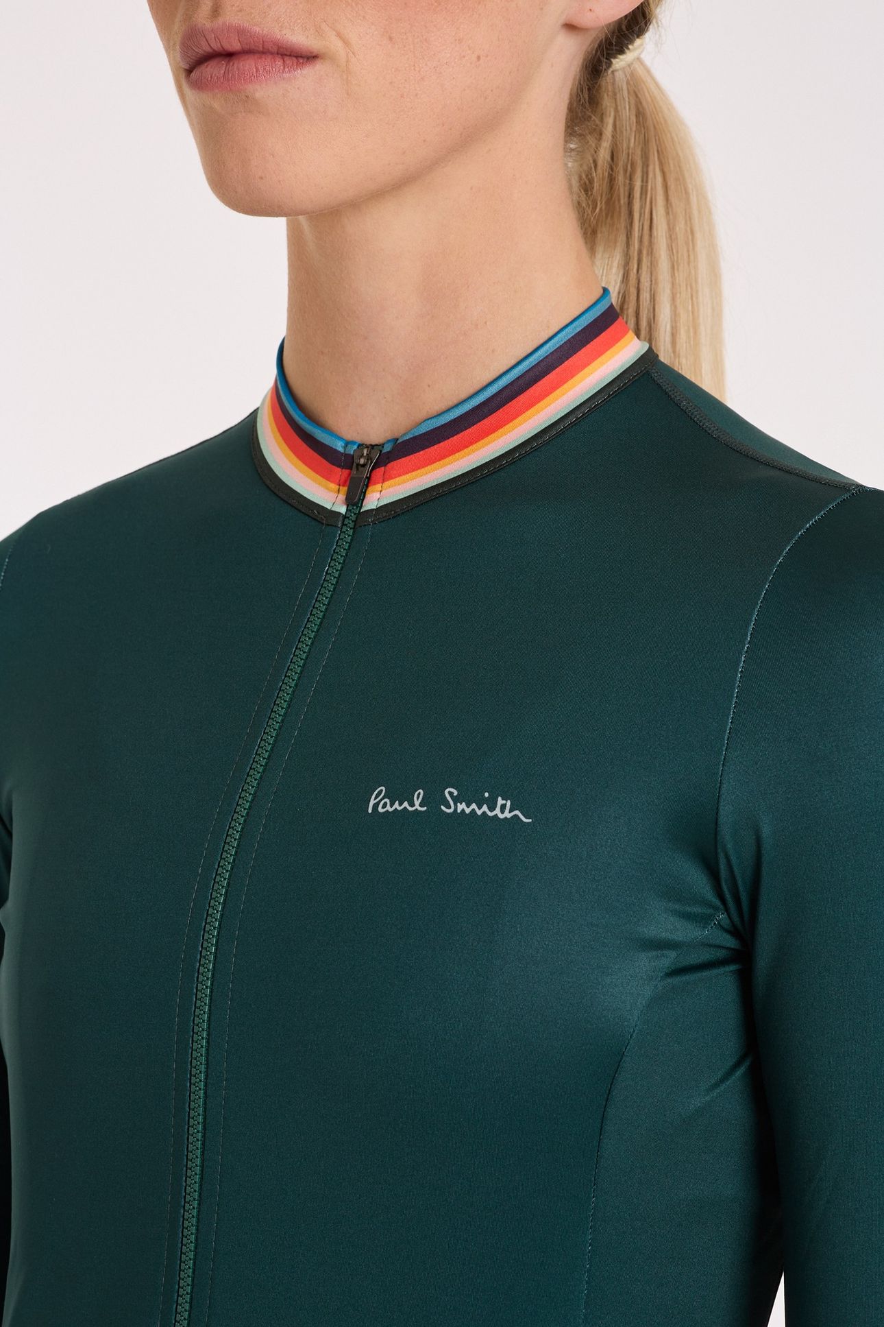 WOMENS CYCLE JERSEY L/S ARTIST STRIPE VERY DARK GREEN 7