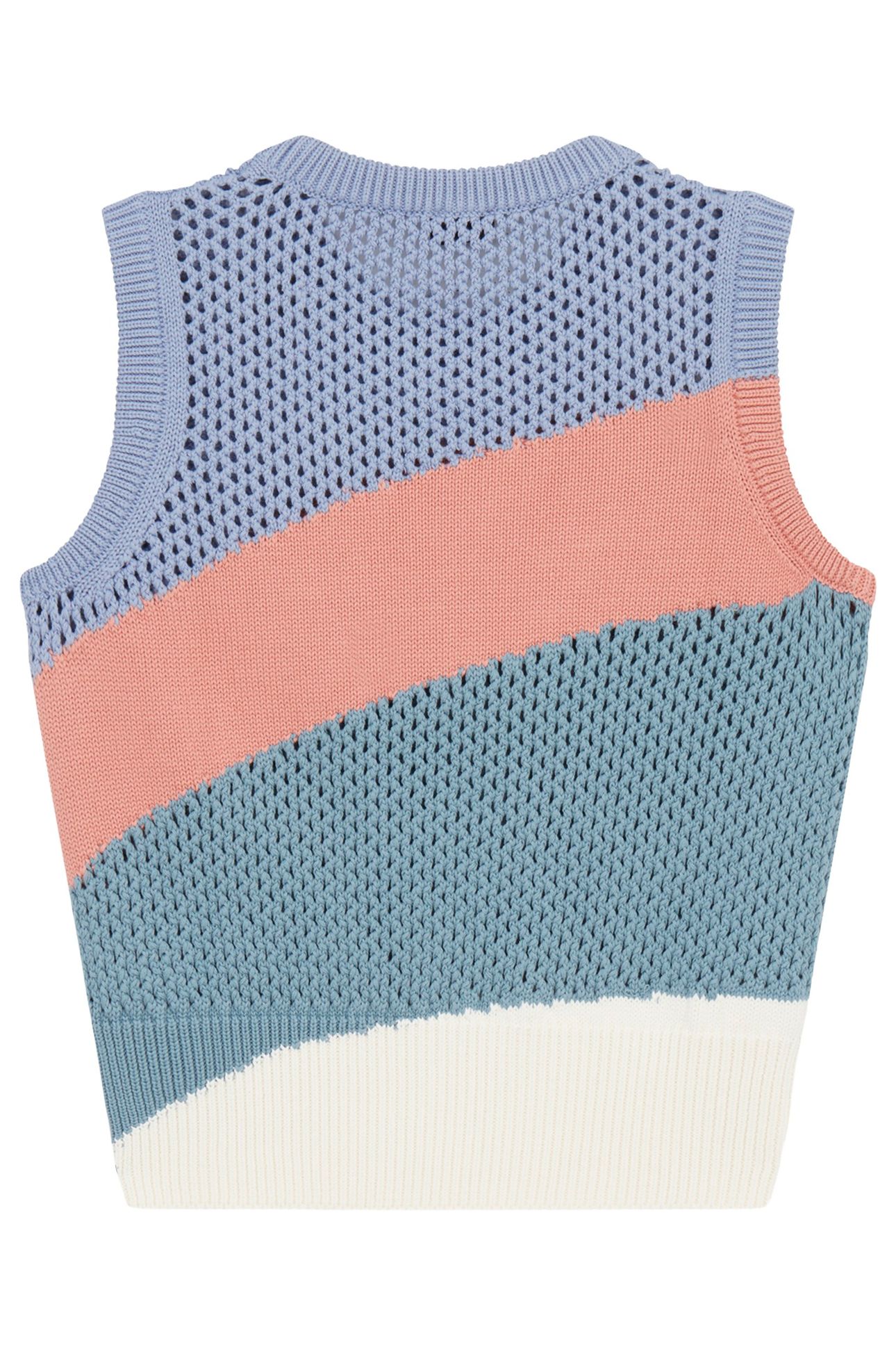 WOMENS KNITTED VEST CREW NECK BLUE 2