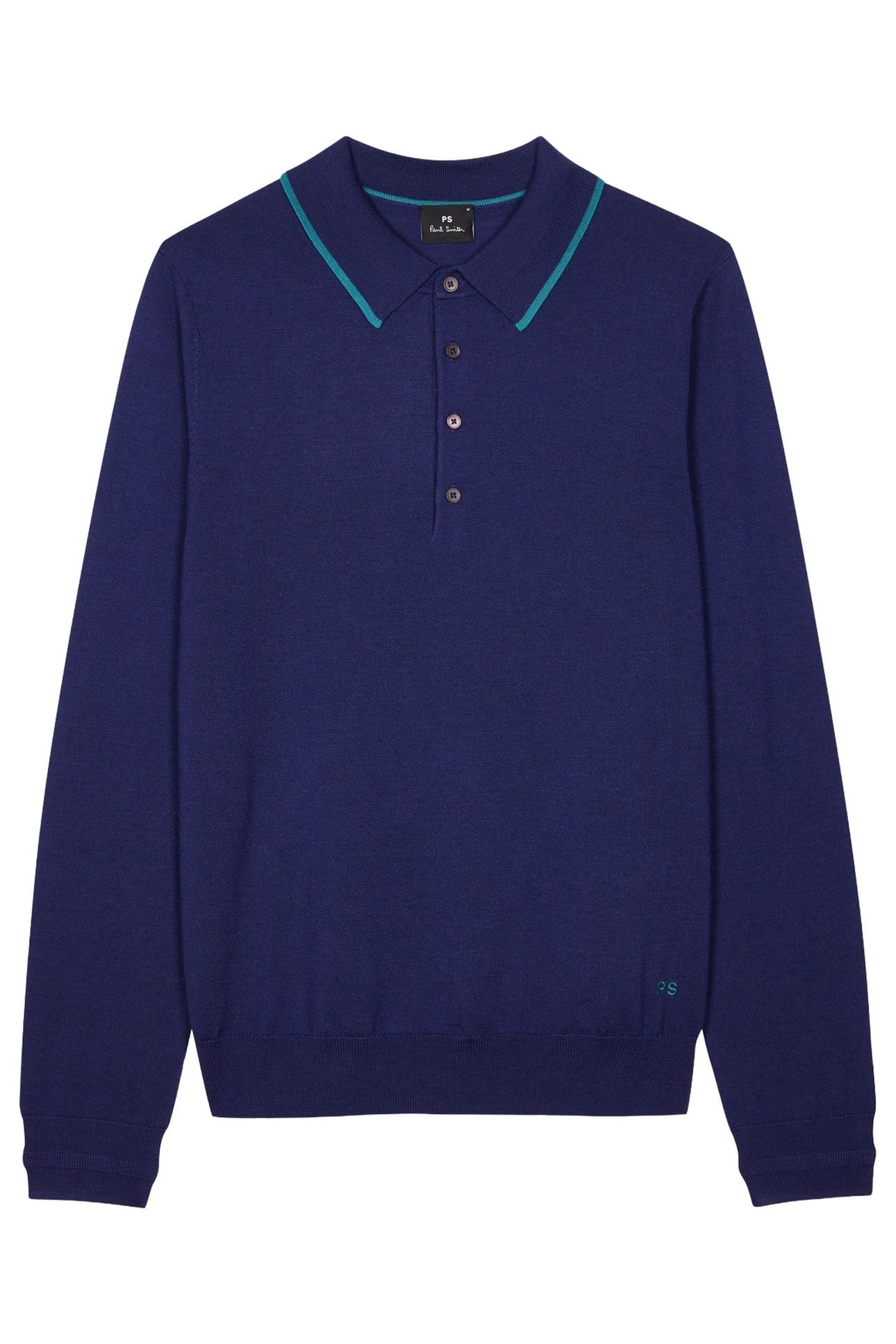 MENS SWEATER LS POLO NAVY 1
