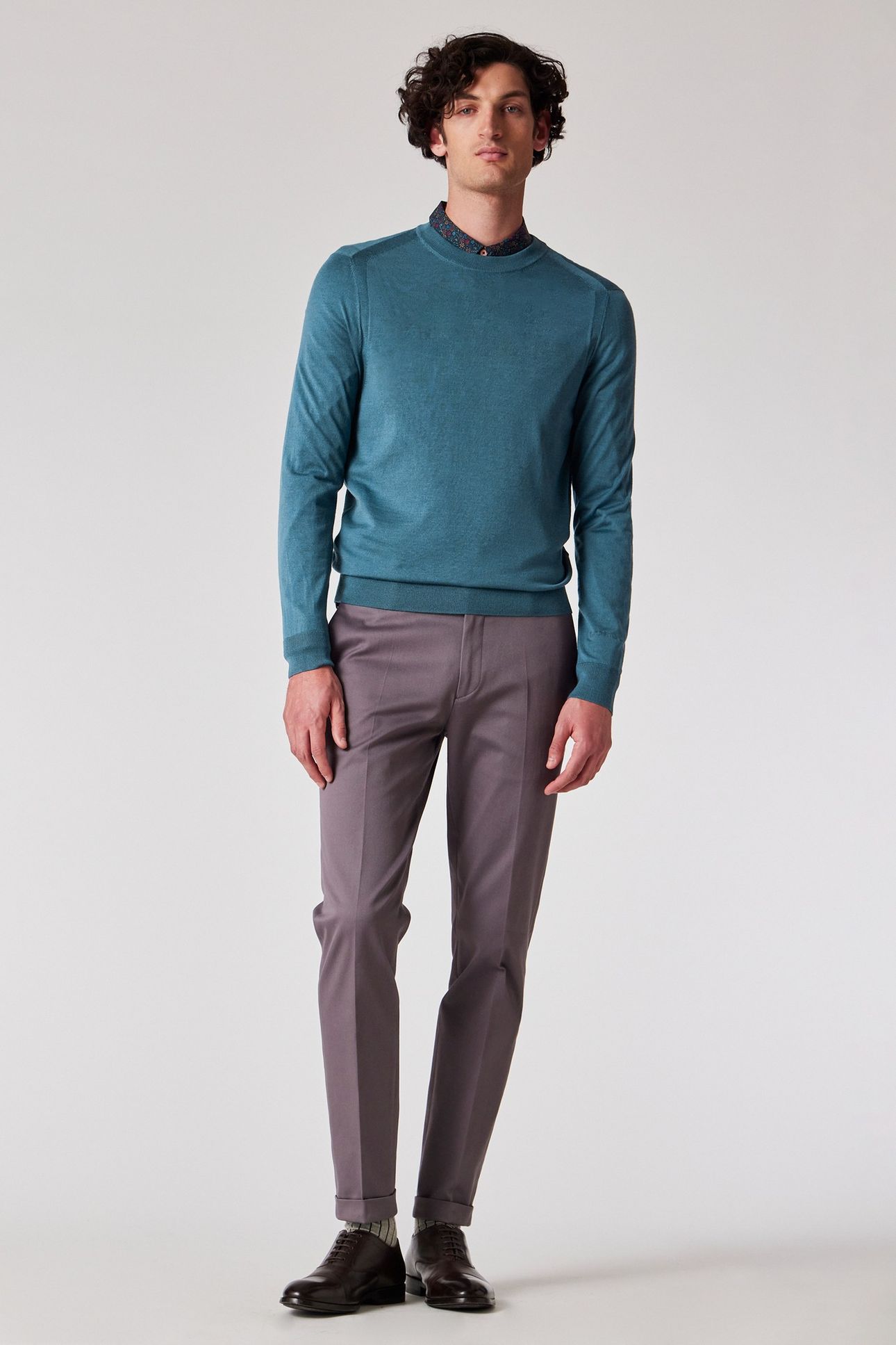 MENS SWEATER CREW NECK PETROL GREEN 3