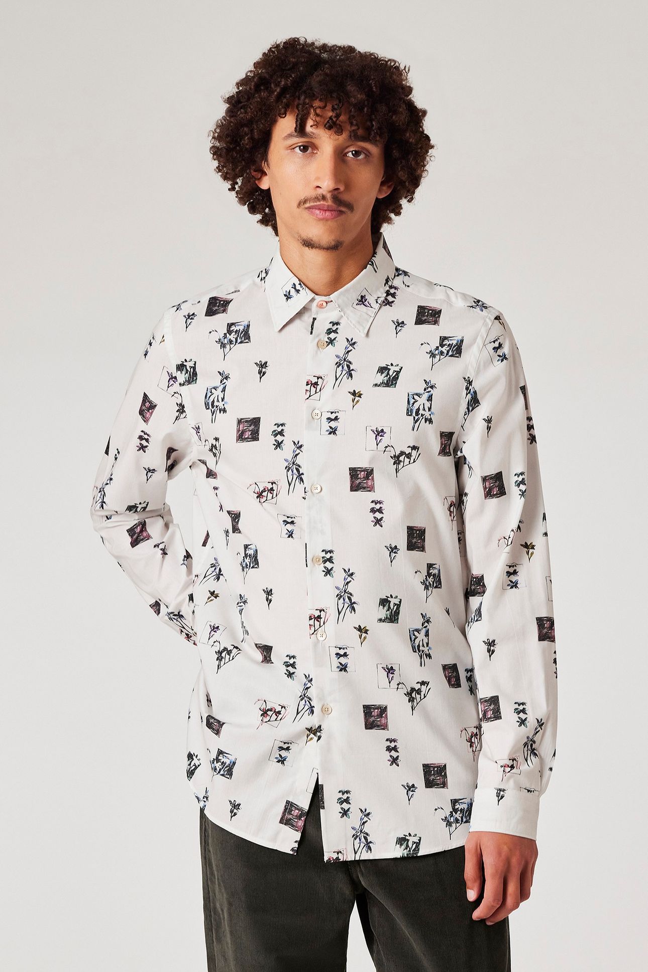 MENS LS REGULAR FIT SHIRT OFF WHITE 1
