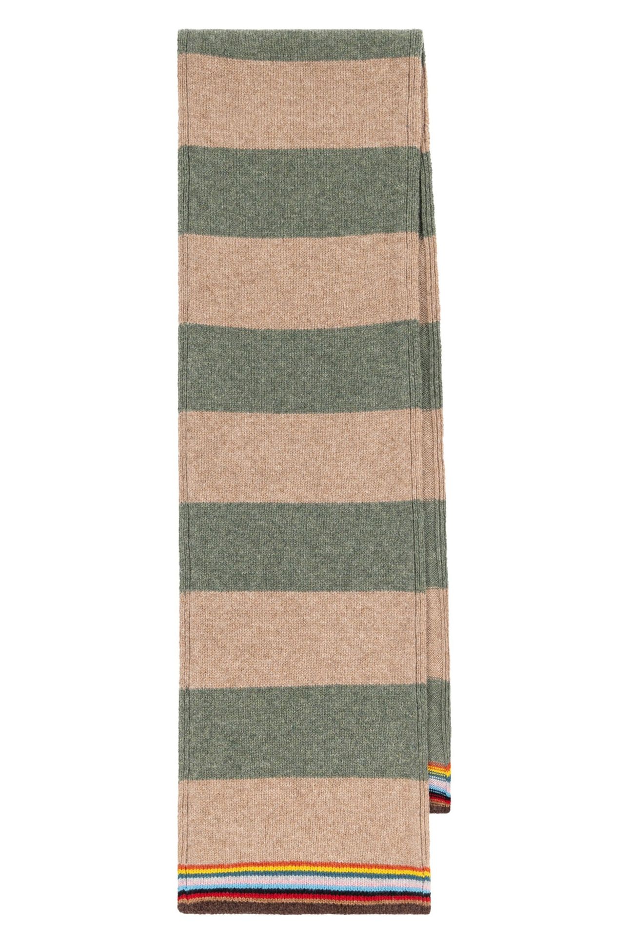MEN SCARF SIG BLOCK STRPE TAN 1