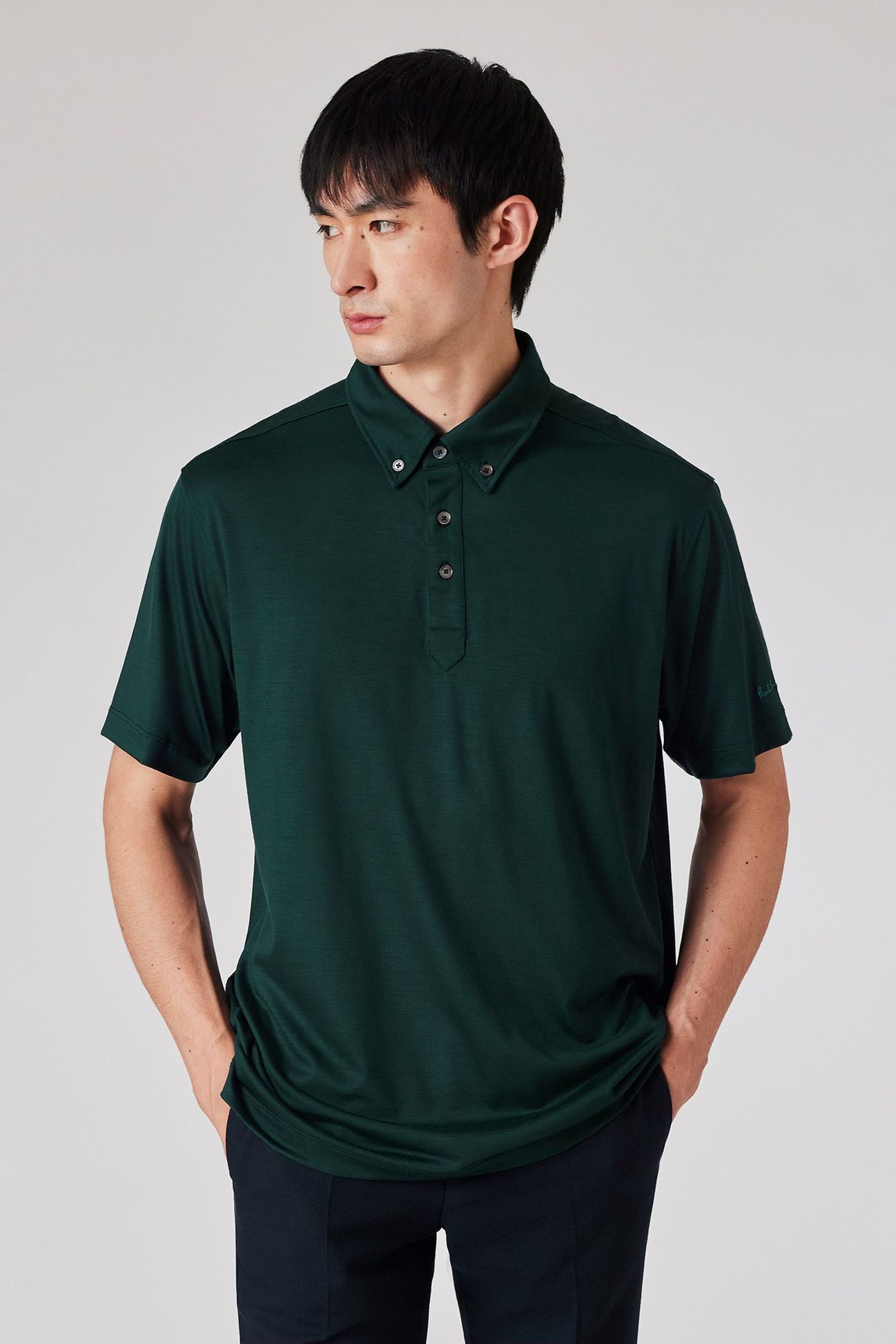 MENS OVERSIZED S/S POLO SHIRT BOTTLE GREEN 1