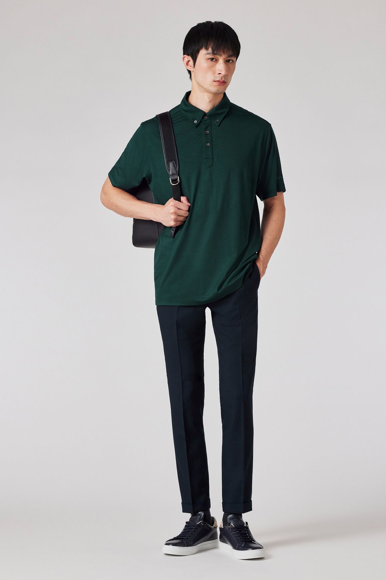 MENS OVERSIZED S/S POLO SHIRT BOTTLE GREEN 3