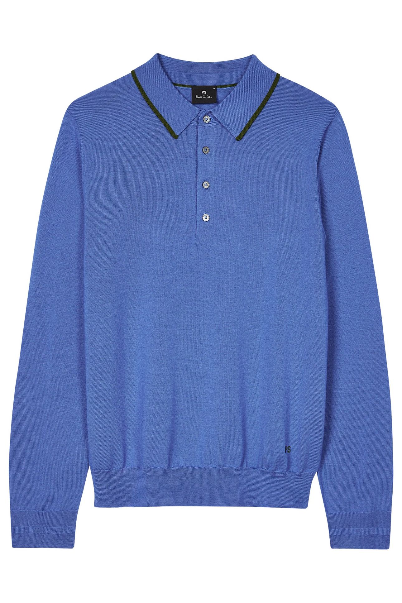 MENS SWEATER LS POLO GREYISH BLUE 1