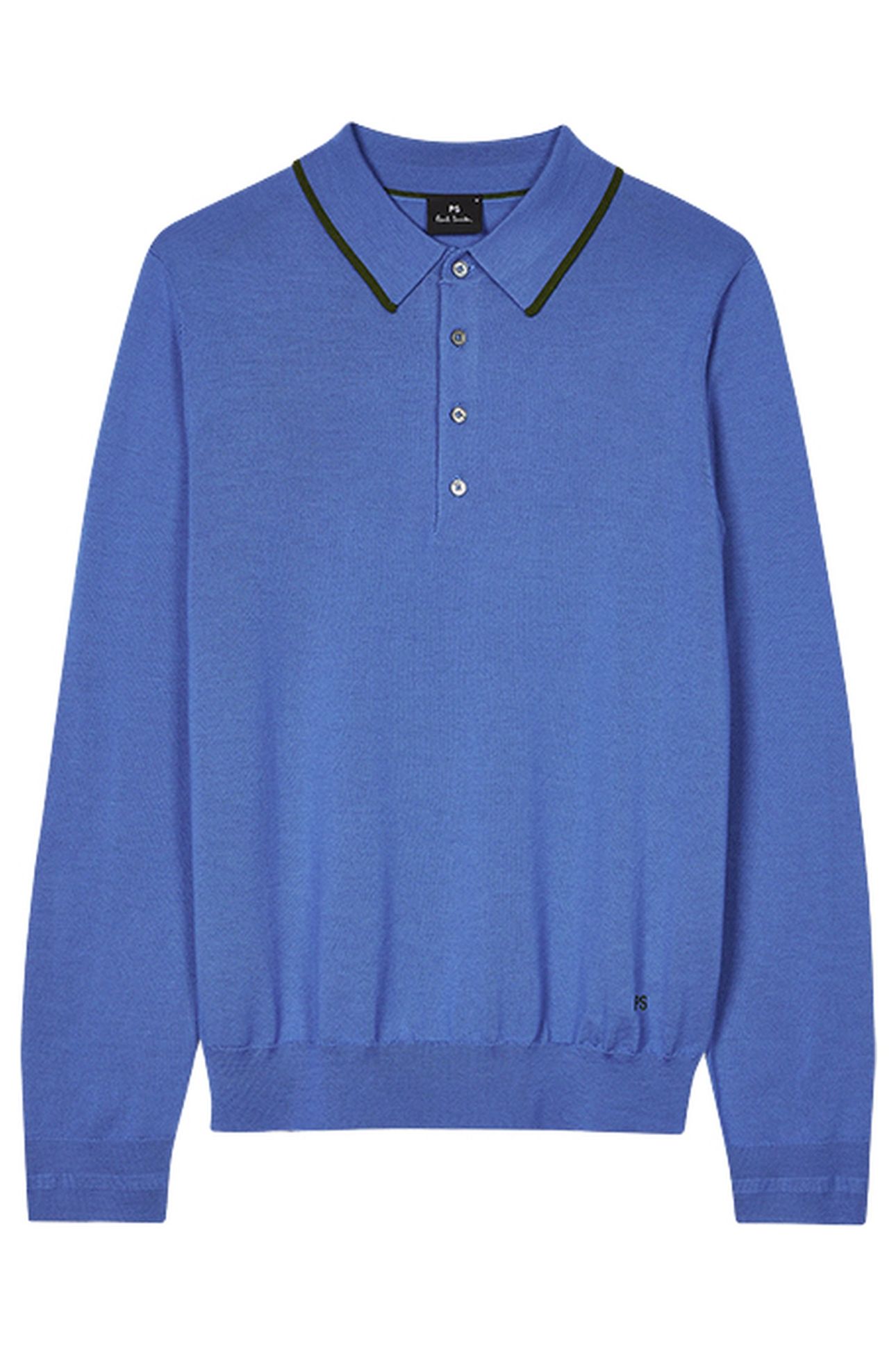 MENS SWEATER LS POLO GREYISH BLUE 2