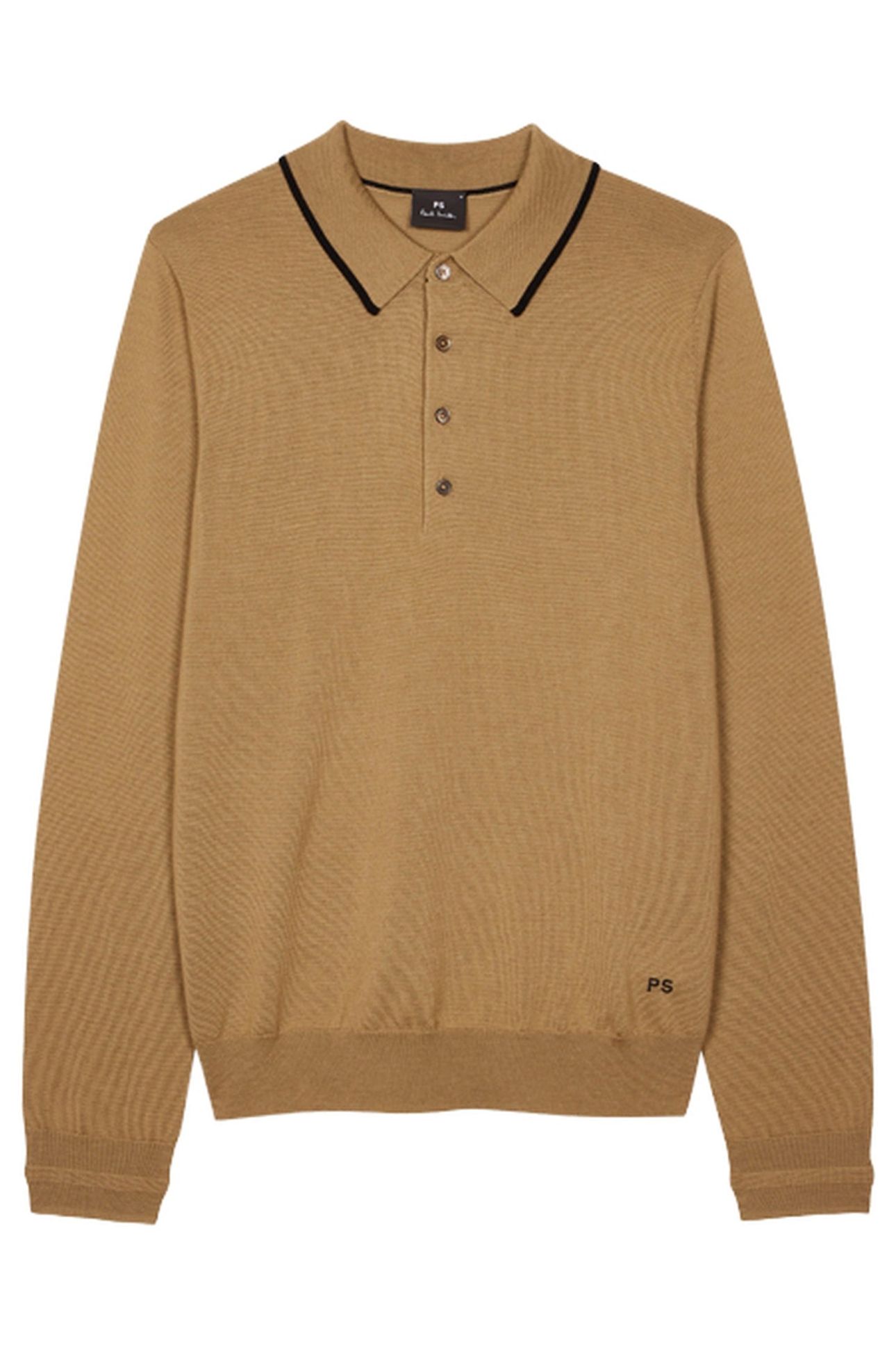 MENS SWEATER LS POLO CAMEL 2