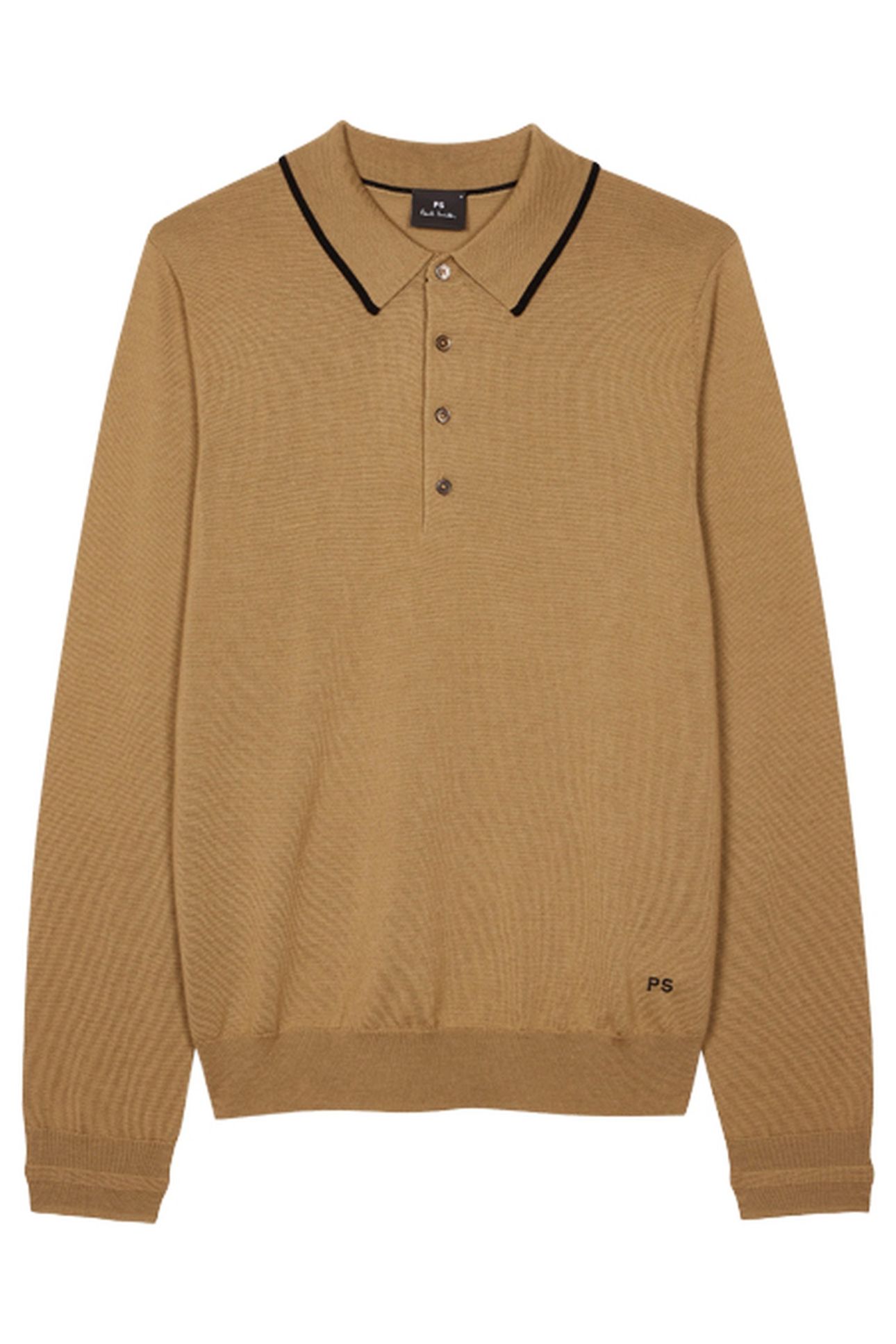 MENS SWEATER LS POLO CAMEL 4