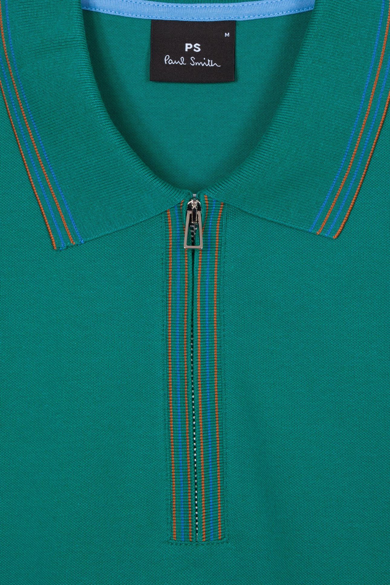 MENS REG POLO SS ZIP PETROL GREEN 2