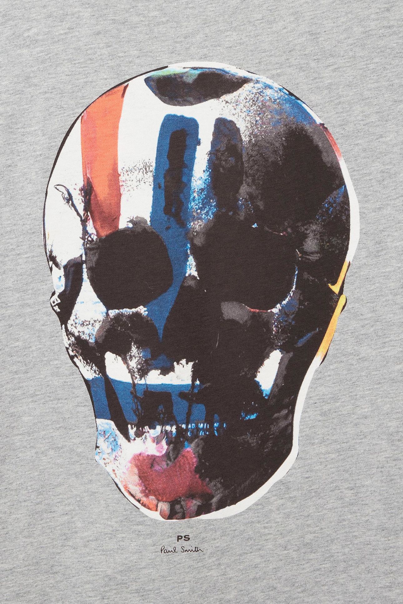 MENS REG FIT SS T SHIRT SKULL RED BLUE GREY MELANGE 2