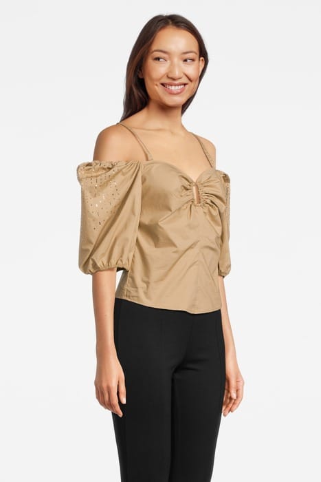 IRVIN BLUSA POPELINE DARK NOUGAT 3