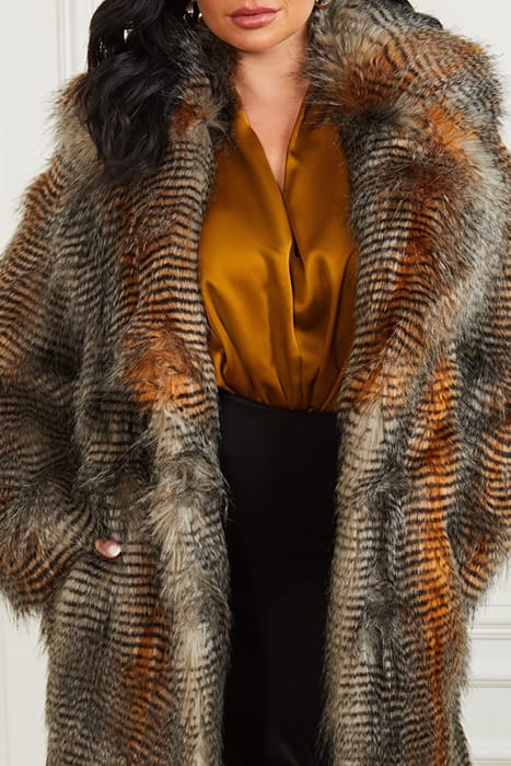 MARCIANO BY GUESS ALEXANDRA COAT MICROSTRIPED FAUX FUR 4
