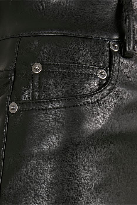 LADIES FAUX LEATHER WIDE LEG PANTS BLACK 9