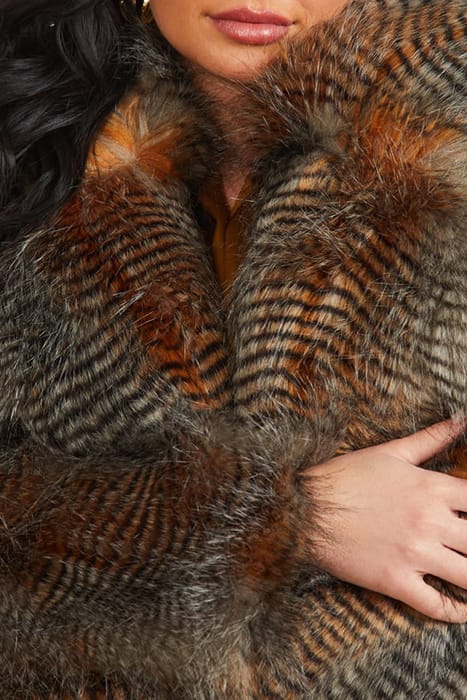 MARCIANO BY GUESS ALEXANDRA COAT MICROSTRIPED FAUX FUR 5