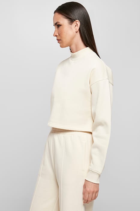 LADIES CROPPED OVERSIZED SWEAT HIGH NECK CREW WHITESAND 6