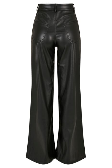 LADIES FAUX LEATHER WIDE LEG PANTS BLACK 10