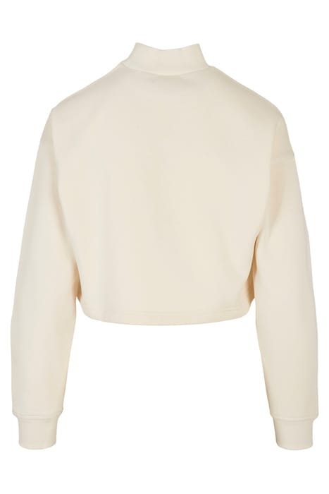 LADIES CROPPED OVERSIZED SWEAT HIGH NECK CREW WHITESAND 9