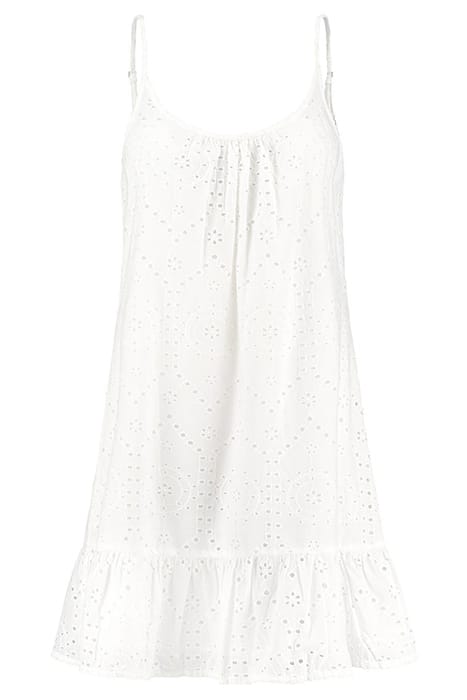 LADIES IBIZA DRESS BRODERIE ANGLAISE BRIGHT WHITE 1