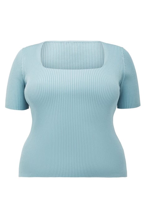 LILLY CURVE SQUARE NECK KNIT TOP TURQUOISE BLUE BASE PRINT 1