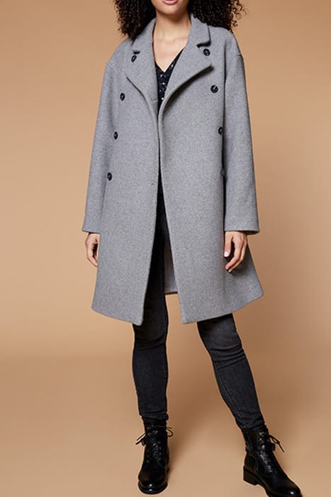 DUARTE - GREY WOOL COAT WITH STAND-UP COLLAR 3