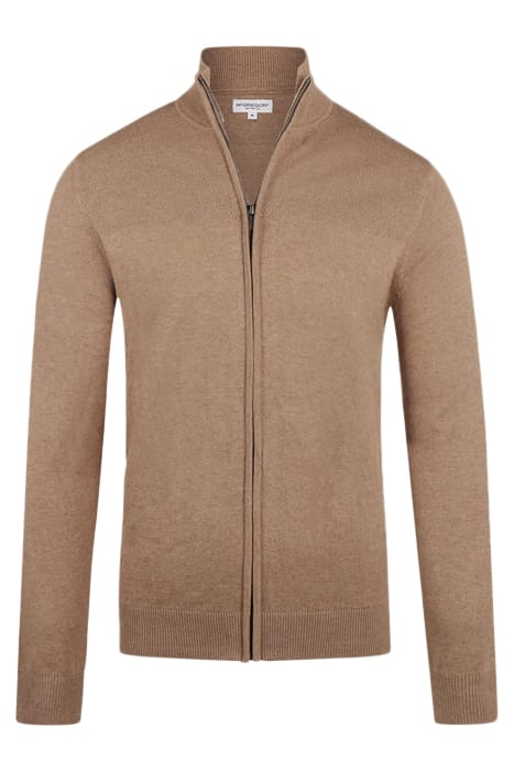 ZIP THRU CARDIGAN CARAMEL 1