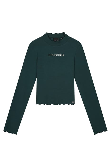 RIB TOP TURTLE LS CROPPED COLLEGE GREEN 1