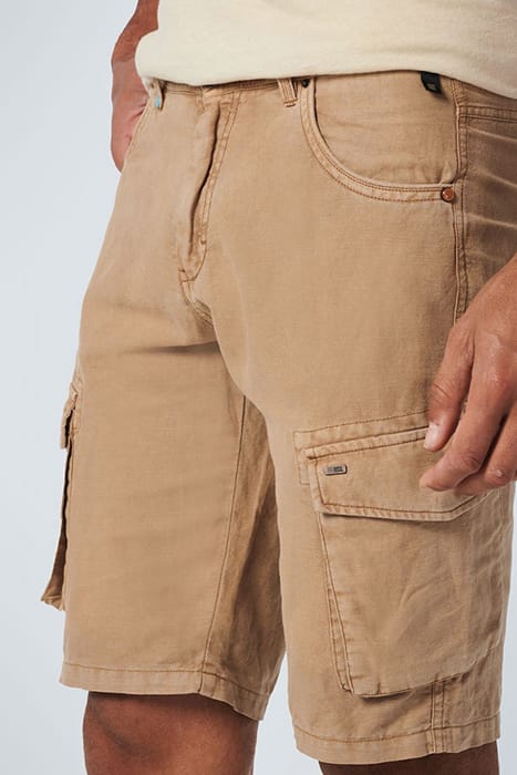 SHORT WITH LINEN GARMENT DYED CARGO KHAKI 6