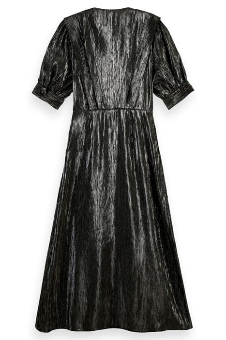 SILVER LONG SLEEVED DRESS WITH PLEAT DETAIL SILVER METALLIC 2
