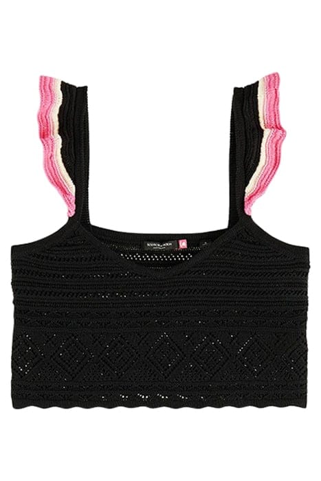 POINTELLE CROP KNITTED VEST BLACK 1