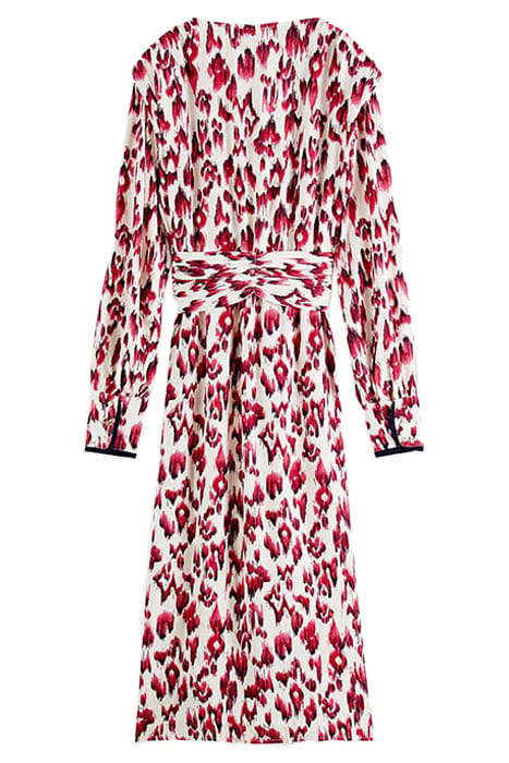 LONG-SLEEVE DRAPED DRESS WITH SLIT DETAIL BRUSHED IKAT CHERR 2