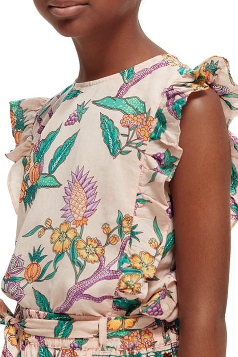 ALL-OVER PRINTED SLEEVELESS RUFFLE DETAIL TOP FLOWER GARDEN 4