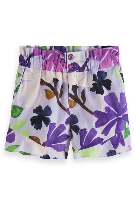 ALL-OVER PRINTED RUFFLE HEM SHORTS PAINTERS FLOWER 1