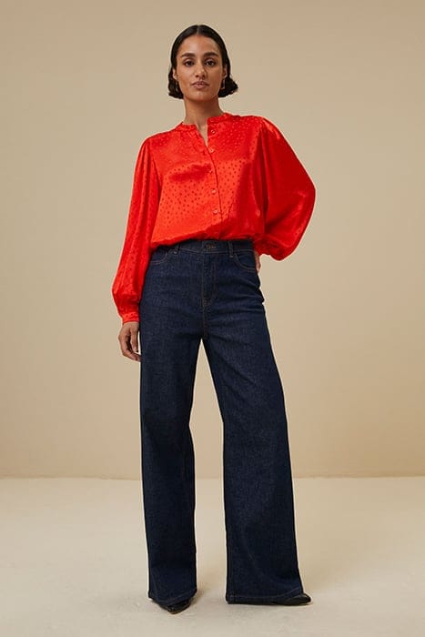 RIKKI SATIN BLOUSE POPPY-RED 1