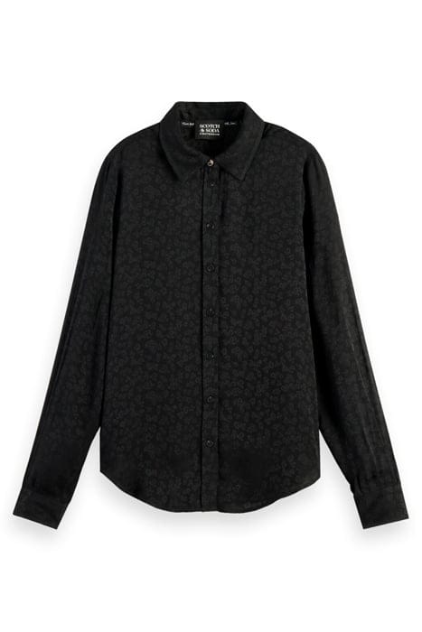 JACQUARD LONG SLEEVE SHIRT WITH EMBROIDERY DETAILS BLACK 1