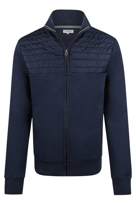 ZIP THRU SWEAT WITH NYLON NAVY 1