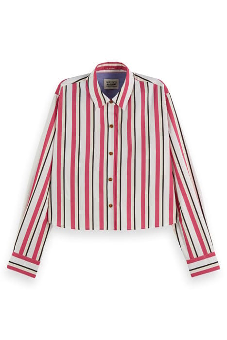 CROPPED OVERSIZED-FIT SHIRT IN ORGANIC COTTON MULTI STRIPE 1