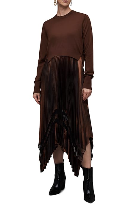 NADIA FOIL DRESS PALE CACAO/BLACK 1