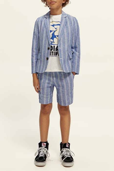 STRIPED LINEN DRESSED SHORTS BLUE STRIPE 4