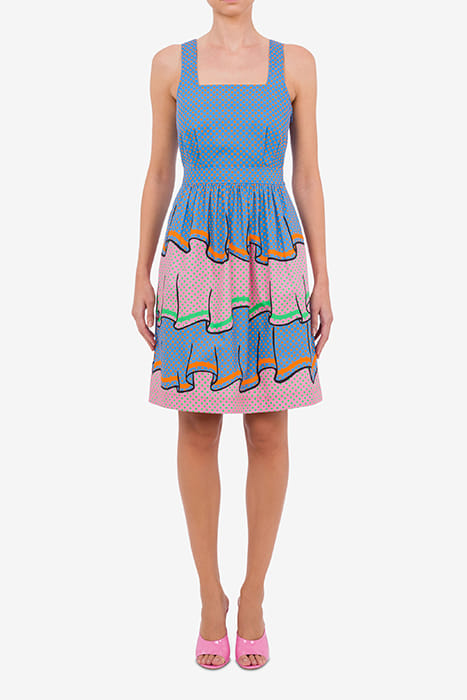 TROMPE-L'ŒIL POLKA DOT MIDI DRESS MULTICOLOR 1
