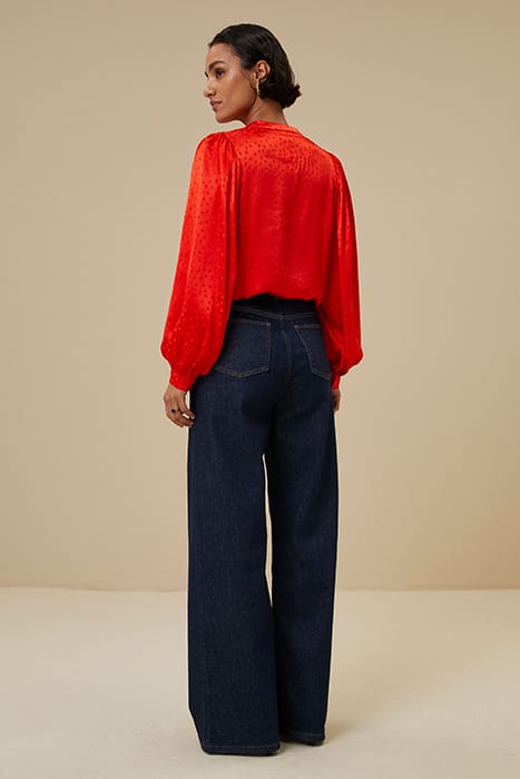 RIKKI SATIN BLOUSE POPPY-RED 2