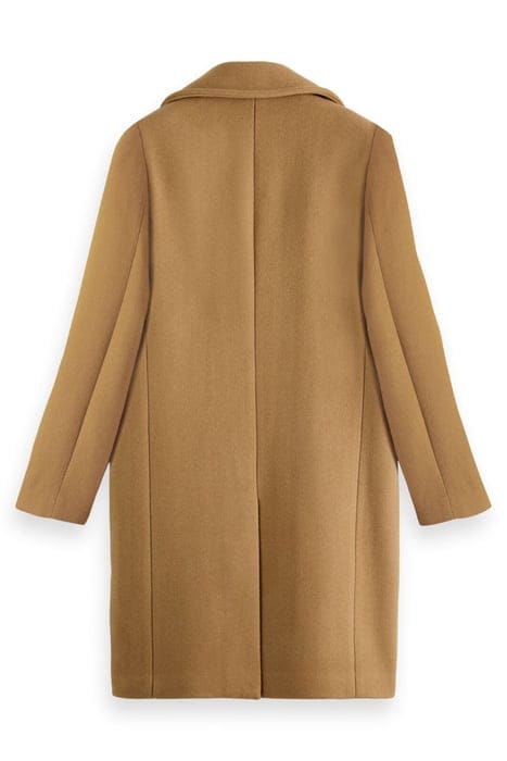 LEATHER TRIMMED DOUBLE-BREASTED WOOL-BLEND COAT SAND 2
