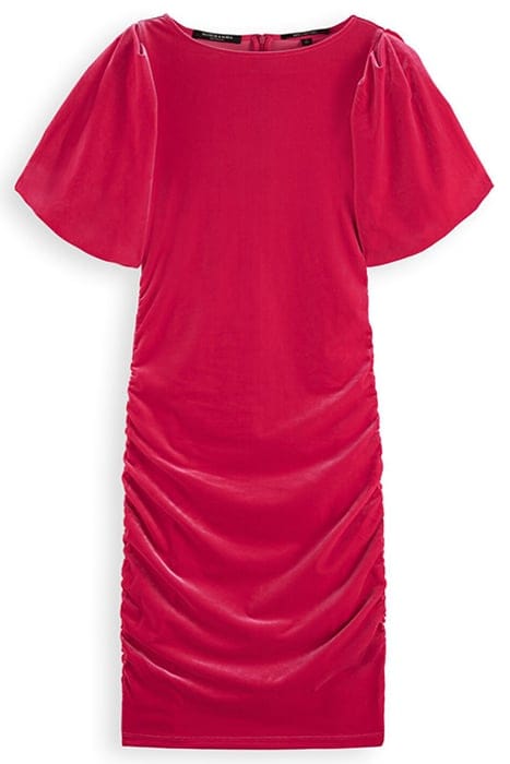 FITTED SHORT SLEEVED DRESS WITH GATHERING DETAIL COSMIC PINK 1