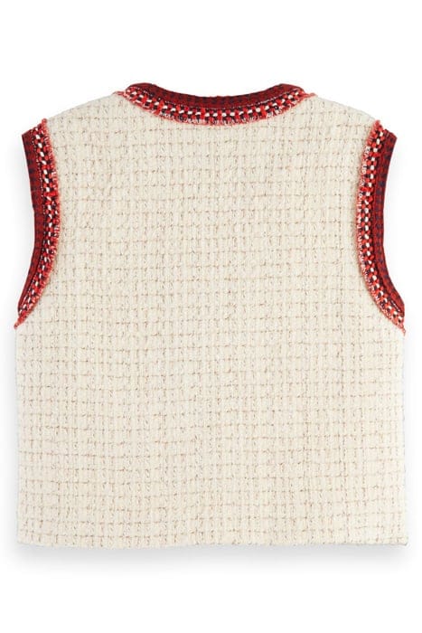CROPPED GILET IN WOOL BLEND AGED WHITE MELANGE 2