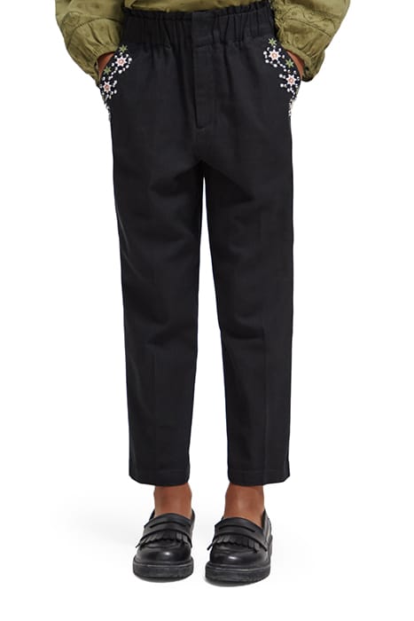 HIGH-RISE EMBROIDERED PANTS BLACK 1