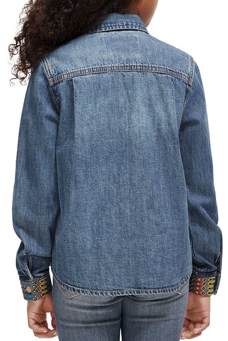 WASHED DENIM SHIRT WITH EMBROIDERY AND BEADING DETAILS INDIG 2