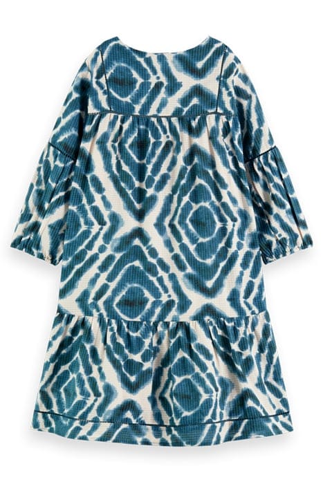 ALL-OVER PRINTED LADDER TAPE MIDI DRESS DISCO TIE DYE BOTTLE 5