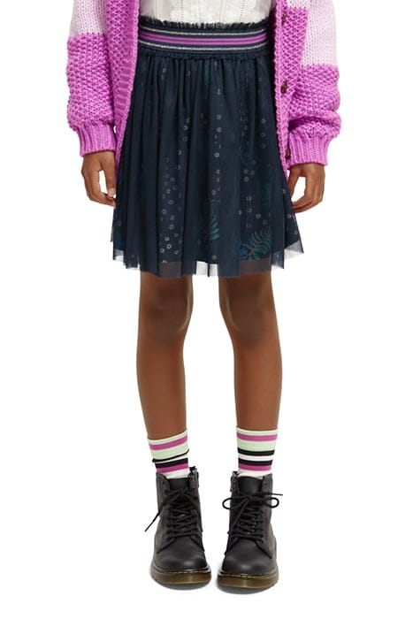 TULLE LAYERED MINI SKIRT SHINY LEAF NIGHT 1